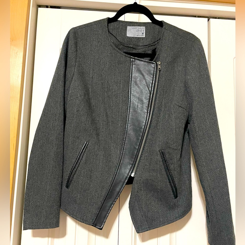Black & Grey Herringbone Jacket - Size M
